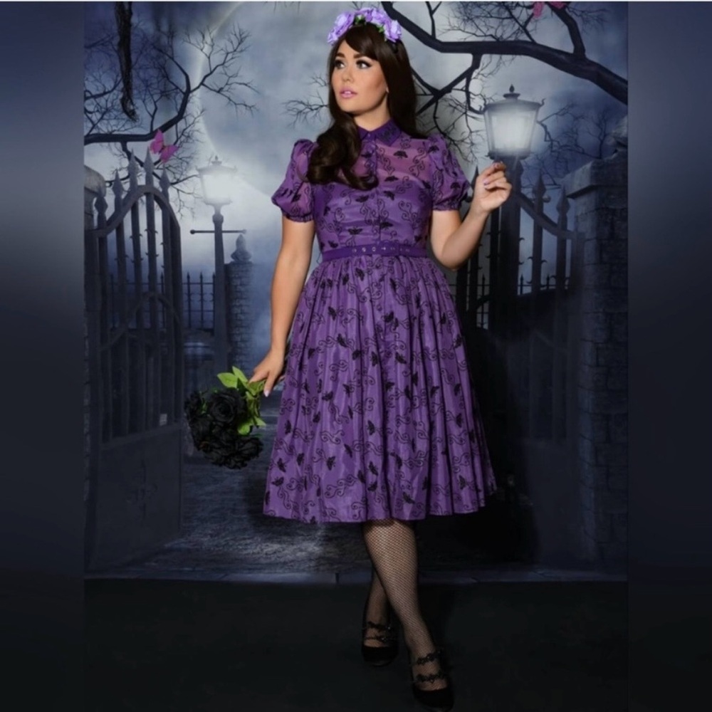 Unique Vintage Corpse Bride Elegant Purple Women's Dress Brand New